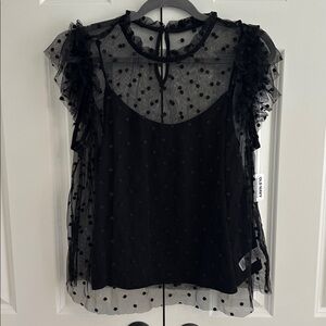 Black Sheer Polka Dot Blouse
